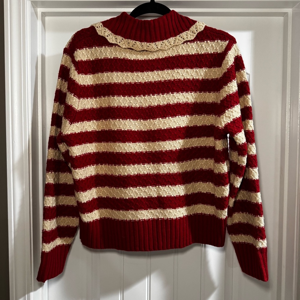 Cider Red and Cream Striped Turtleneck Sweater - Picture 2 of 2